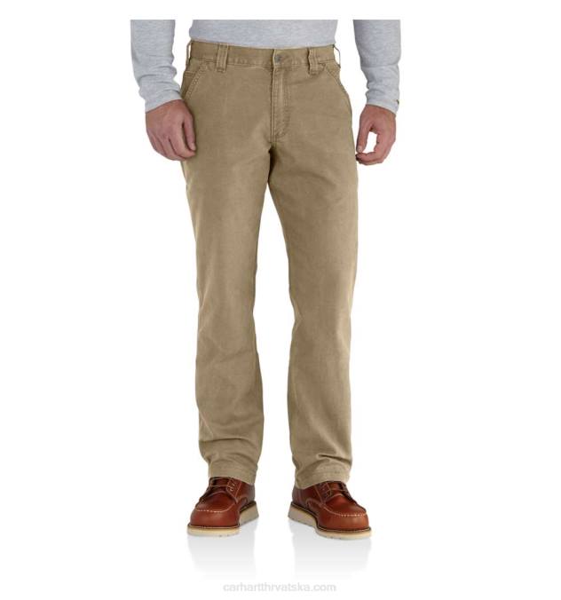 robusne, fleksibilne platnene radne hlače opuštenog kroja muškarci Carhartt tamni kaki 8PP470