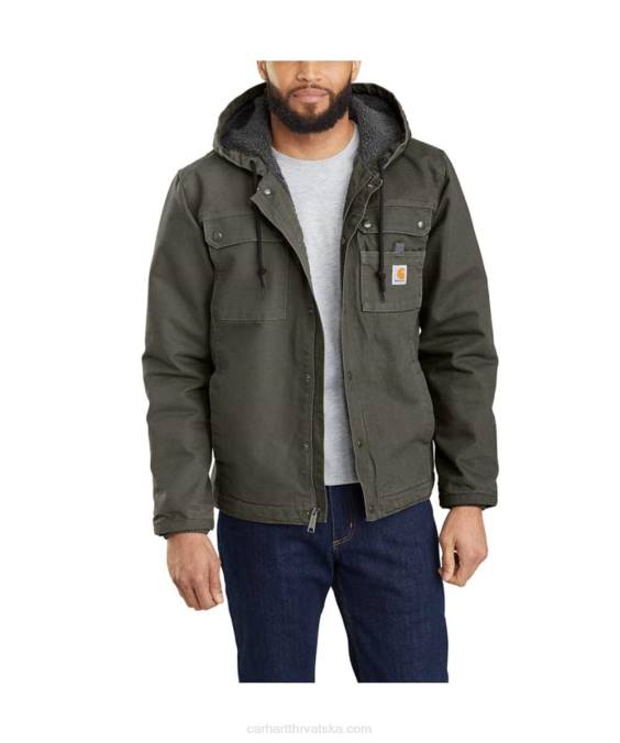 opuštenog kroja isprana jakna podstavljena šerpom muškarci Carhartt crno 8PP414