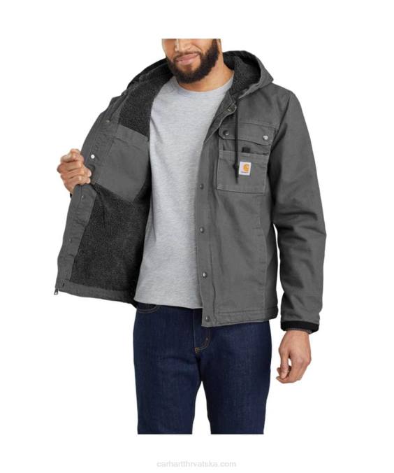 opuštenog kroja isprana jakna podstavljena šerpom muškarci Carhartt crno 8PP414