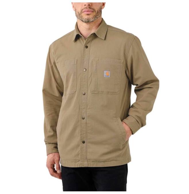 robusna, fleksibilna, opuštena, platnena košulja s prednjim kopčanjem s podstavom od flisa jac muškarci Carhartt crno 8PP428