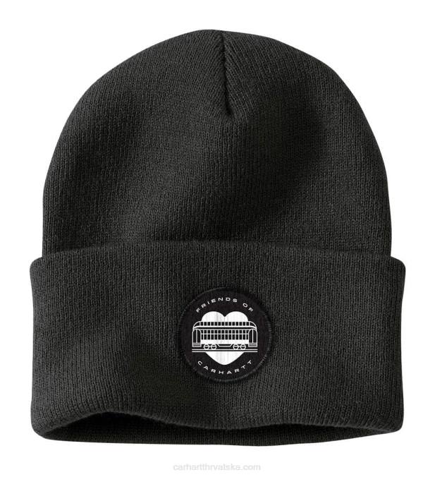 pletena grafička kapa s manžetama muškarci Carhartt crno 8PP497