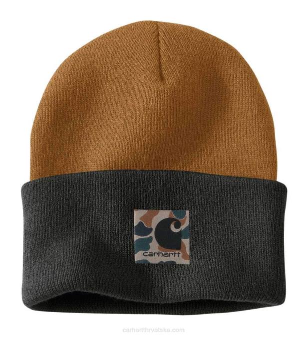 pletena maskirna kapa s krpom muškarci Carhartt carhartt smeđa 8PP496