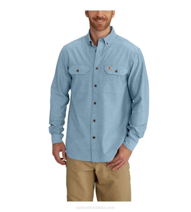 opuštena košulja dugih rukava srednje težine u šambraju muškarci Carhartt plavi chambray 8PP4111