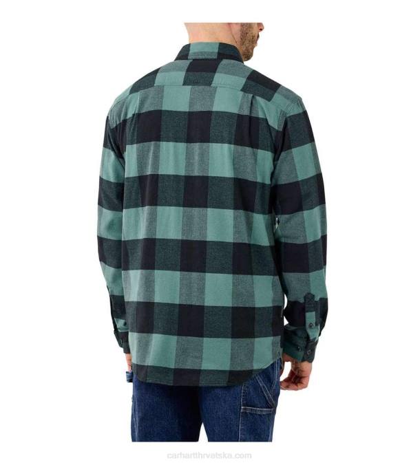 robusna, fleksibilna karirana košulja od flanela opuštenog kroja srednje težine muškarci Carhartt slad 8PP4110