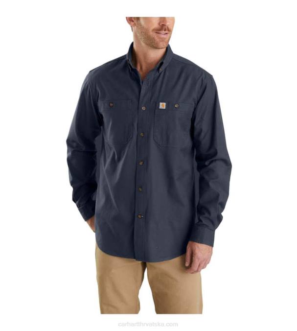 robusna platnena košulja dugih rukava srednje težine opuštenog kroja muškarci Carhartt tamni kaki 8PP4115