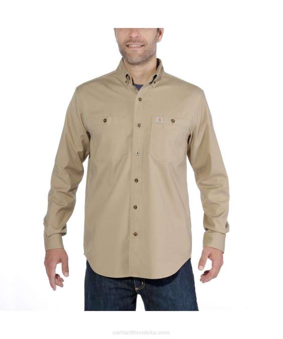 robusna platnena košulja dugih rukava srednje težine opuštenog kroja muškarci Carhartt tamni kaki 8PP4115