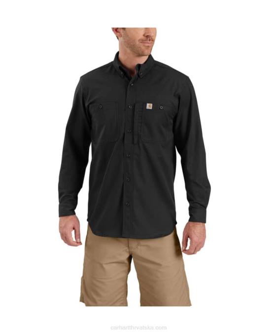 robusna profesionalna platnena radna košulja dugih rukava opuštenog kroja muškarci Carhartt crno 8PP4114