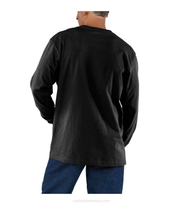 široka teška majica dugih rukava s džepovima muškarci Carhartt crno 8PP4123