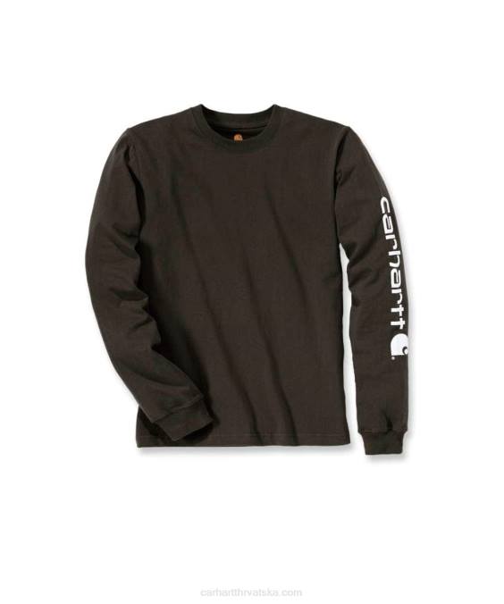 opuštenog kroja teška majica dugih rukava s logotipom i grafičkim rukavima muškarci Carhartt crno 8PP4130