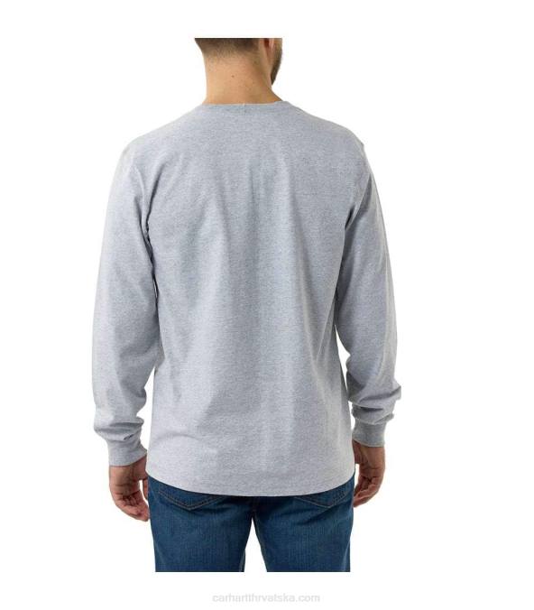 opuštenog kroja teška majica dugih rukava s natpisom muškarci Carhartt vrijesak siv 8PP4143