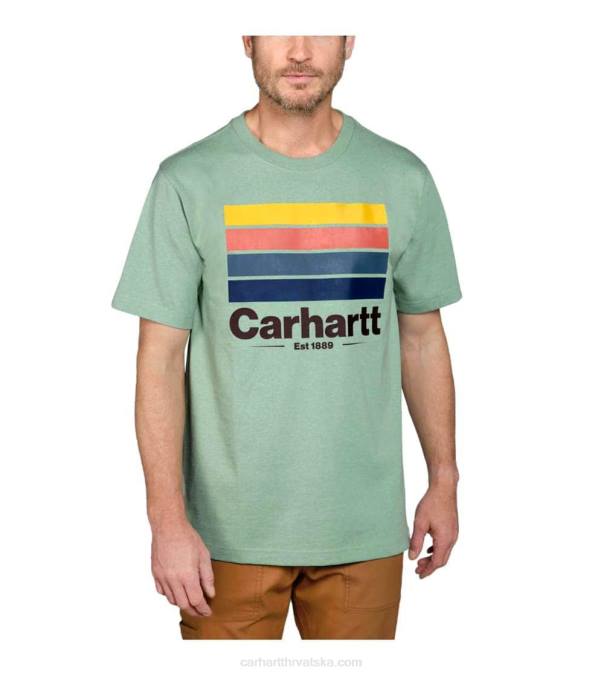 opuštenog kroja teška majica kratkih rukava s grafičkim crtama muškarci Carhartt vrijesak od žada 8PP4120