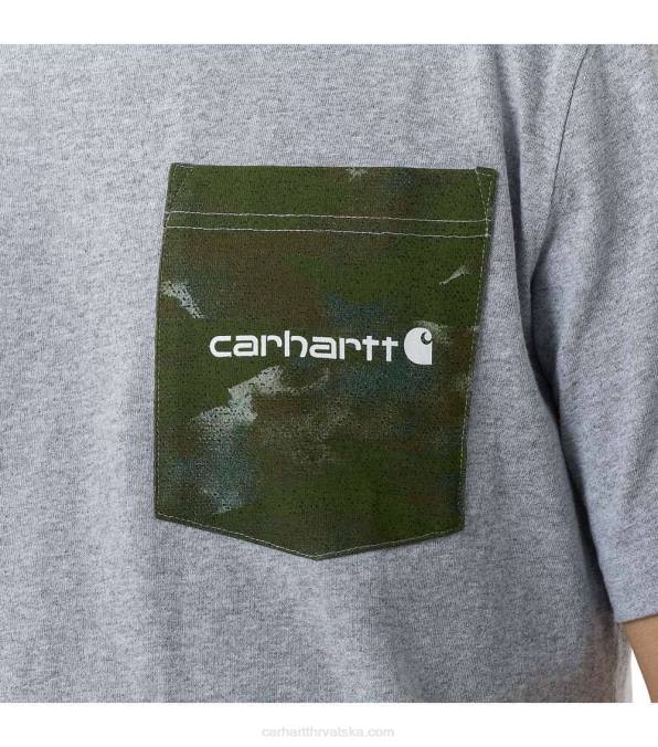 opuštenog kroja teška majica kratkih rukava s kamuflažnim džepovima muškarci Carhartt vrijesak siv 8PP4135