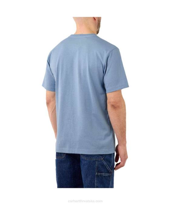 opuštenog kroja teška majica kratkih rukava s logotipom muškarci Carhartt alpski plavi vrijesak 8PP4127