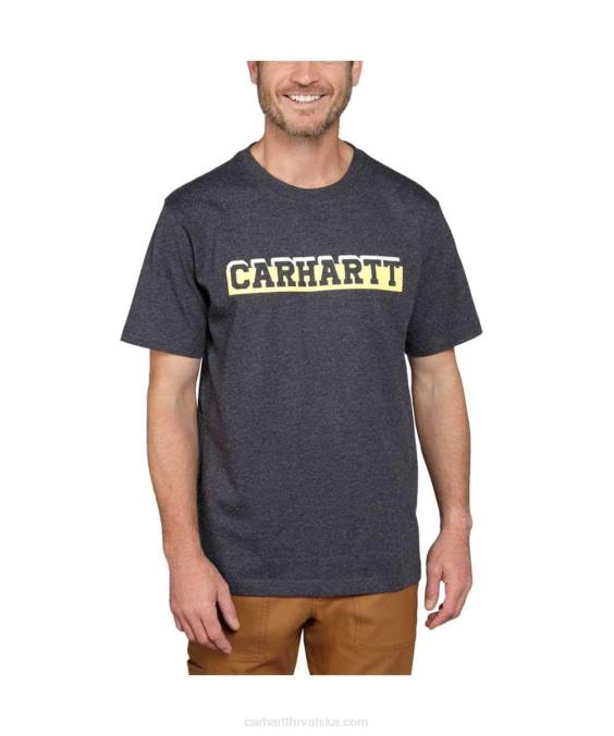 opuštenog kroja teška majica kratkih rukava s logotipom muškarci Carhartt karbonski vrijesak 8PP4122