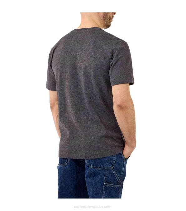 opuštenog kroja teška majica kratkih rukava s logotipom muškarci Carhartt karbonski vrijesak 8PP4134