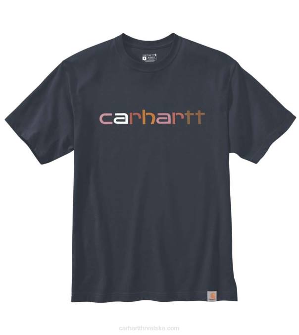opuštenog kroja teška majica kratkih rukava s logotipom muškarci Carhartt mornarica 8PP4121