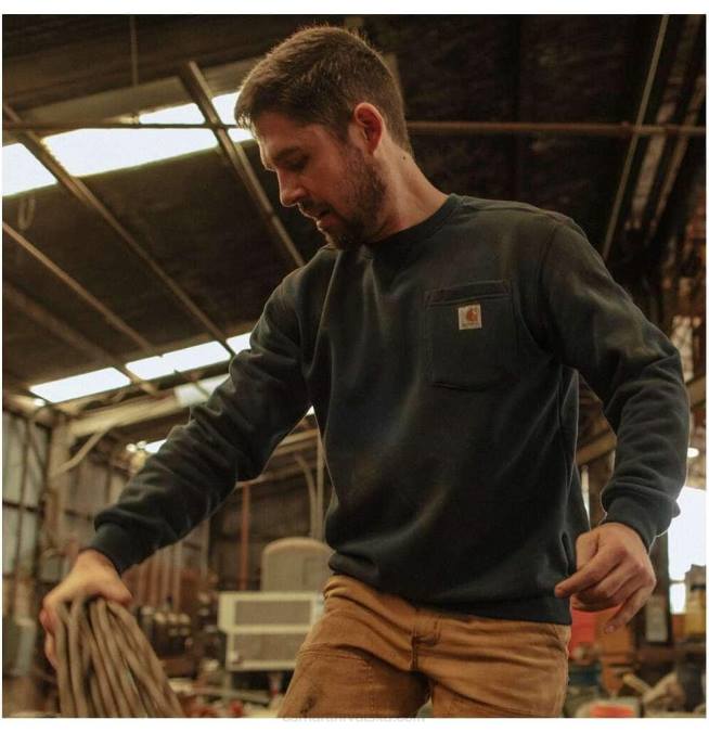 široka trenirka srednje težine s okruglim izrezom i džepovima muškarci Carhartt crno 8PP435