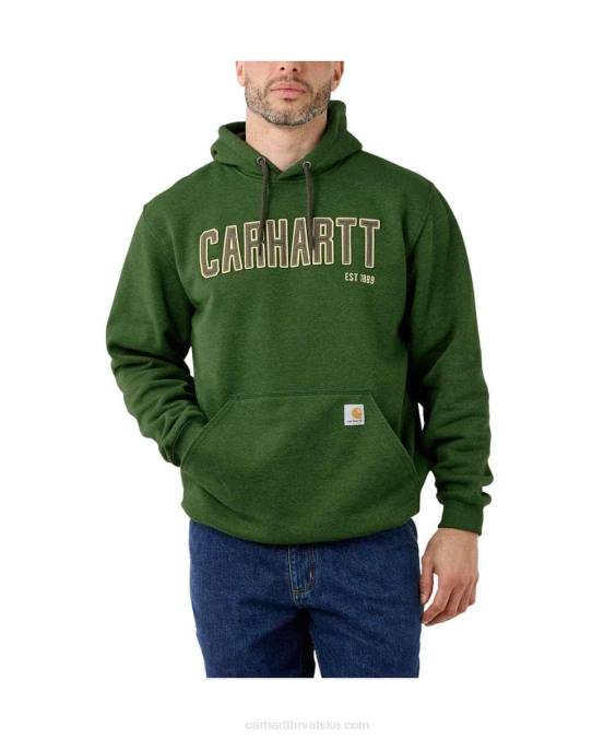 slobodna majica srednje težine s grafičkim logotipom od filca muškarci Carhartt arborvitae vrijesak 8PP442