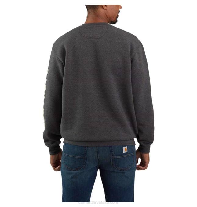 slobodna majica srednje težine s okruglim rukavima i grafičkim motivima muškarci Carhartt karbonski vrijesak 8PP449