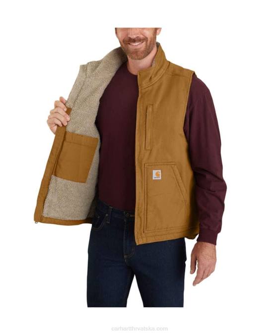 široki prsluk s lažnim ovratnikom podstavljen od isprane patke muškarci Carhartt crno 8PP4107