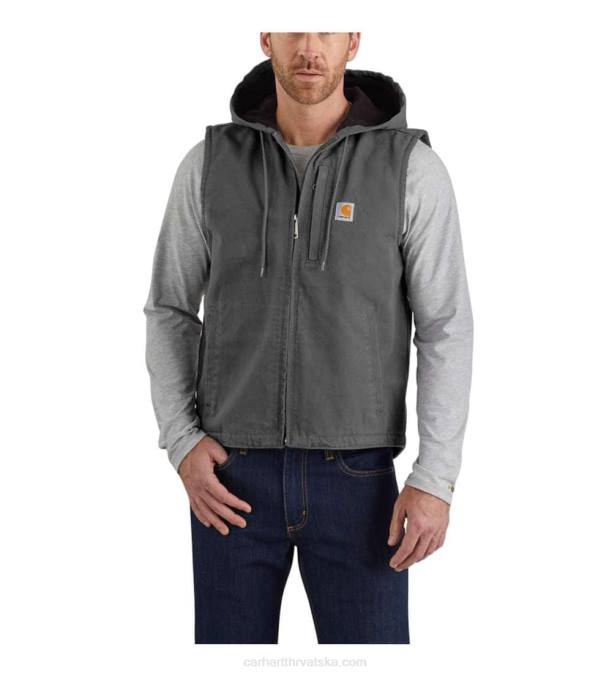 opuštenog kroja prsluk s kapuljačom s podstavom od pačjeg flisa muškarci Carhartt crno 8PP4106