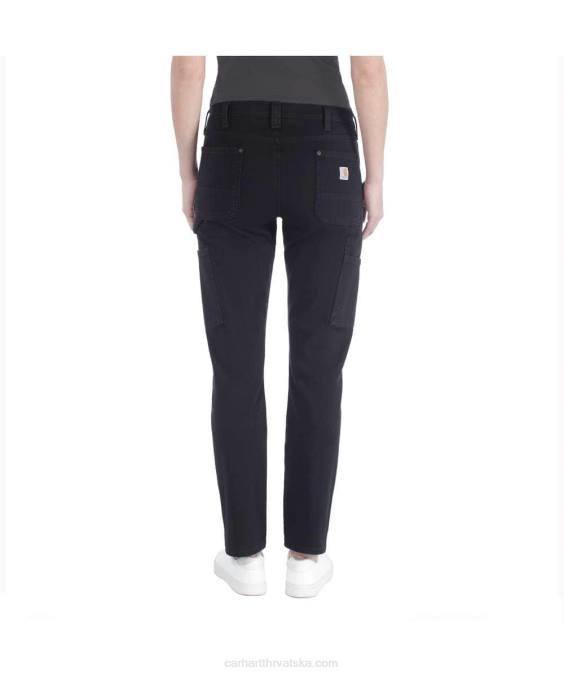 robusne radne hlače od kepera opuštenog kroja s dvostrukom prednjom stranom žene Carhartt crno 8PP4202
