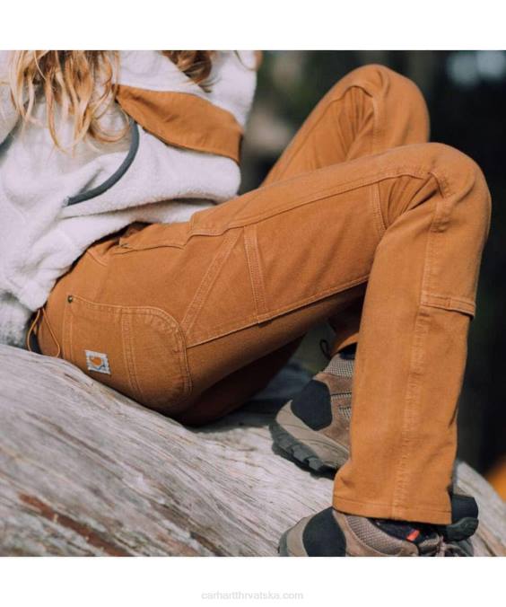 robusne radne hlače od kepera opuštenog kroja s dvostrukom prednjom stranom žene Carhartt crno 8PP4202