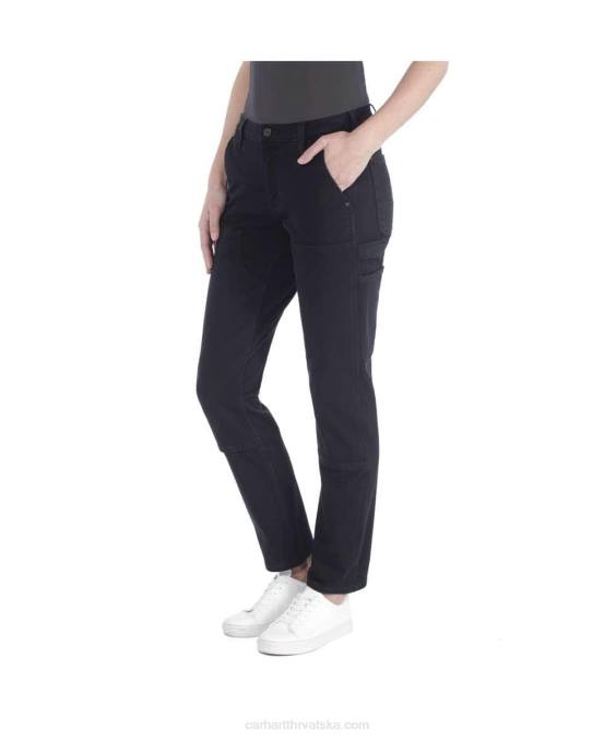 robusne radne hlače od kepera opuštenog kroja s dvostrukom prednjom stranom žene Carhartt crno 8PP4202
