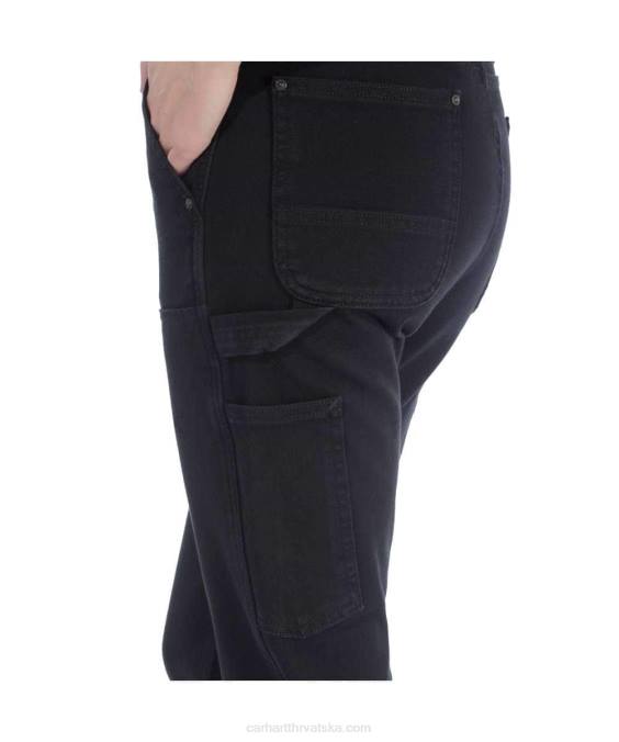 robusne radne hlače od kepera opuštenog kroja s dvostrukom prednjom stranom žene Carhartt crno 8PP4202