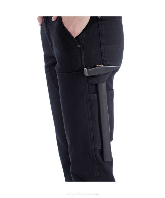robusne radne hlače od kepera opuštenog kroja s dvostrukom prednjom stranom žene Carhartt crno 8PP4202