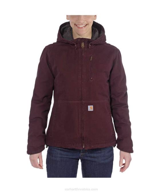 u punom zamahu labavi kroj isprana jakna podstavljena od šerpe žene Carhartt duboko vino/sjena 8PP4188