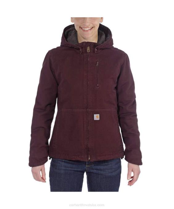 u punom zamahu labavi kroj isprana jakna podstavljena od šerpe žene Carhartt duboko vino/sjena 8PP4188