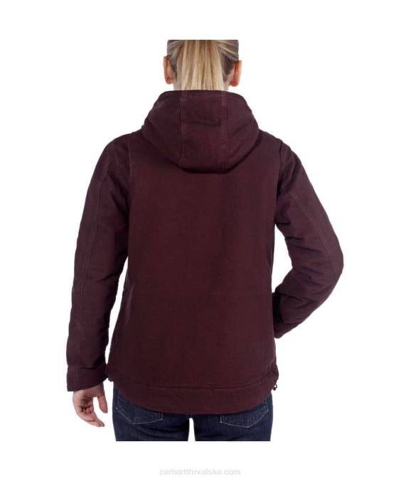 u punom zamahu labavi kroj isprana jakna podstavljena od šerpe žene Carhartt duboko vino/sjena 8PP4188