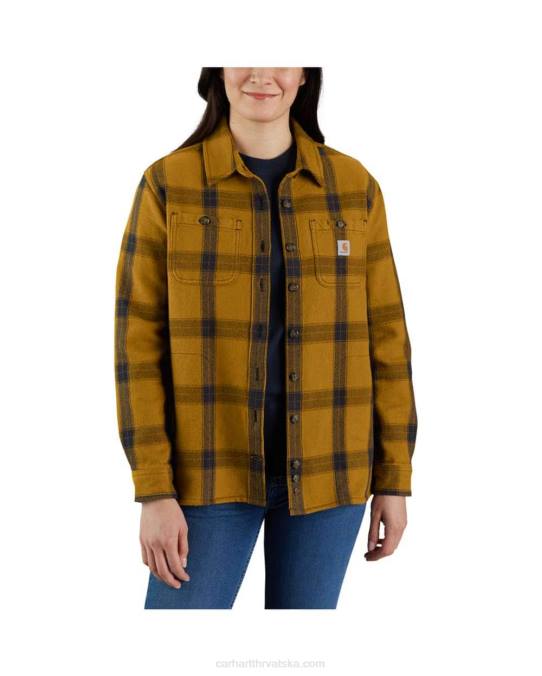 karirana košulja dugih rukava od kepera širokog kroja žene Carhartt carhartt smeđa 8PP4248