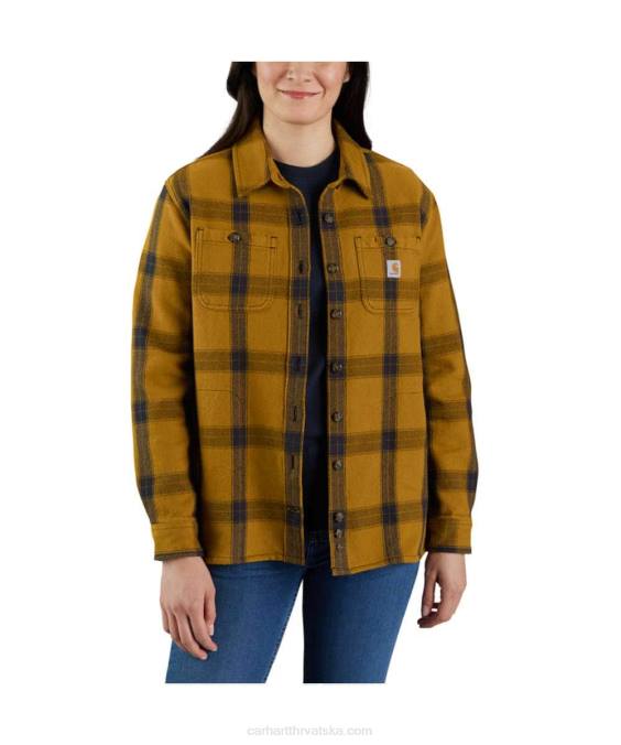karirana košulja dugih rukava od kepera širokog kroja žene Carhartt carhartt smeđa 8PP4248