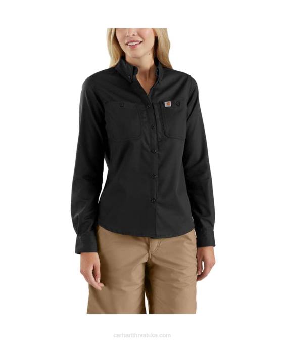 robusna profesionalna platnena radna košulja dugih rukava opuštenog kroja žene Carhartt crno 8PP4250