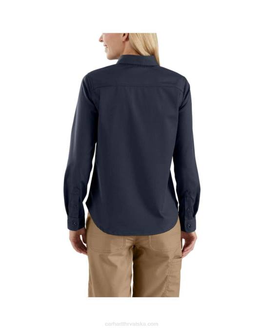 robusna profesionalna platnena radna košulja dugih rukava opuštenog kroja žene Carhartt crno 8PP4250