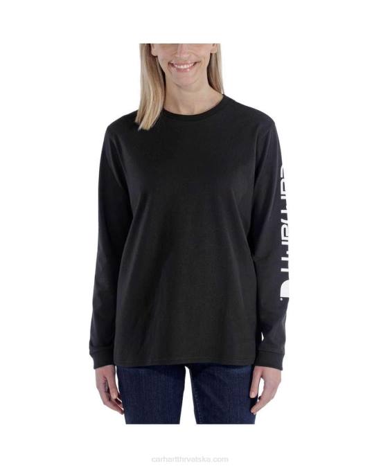 široka teška majica dugih rukava s logom i grafičkim rukavima žene Carhartt pepeljasta ruža 8PP4230