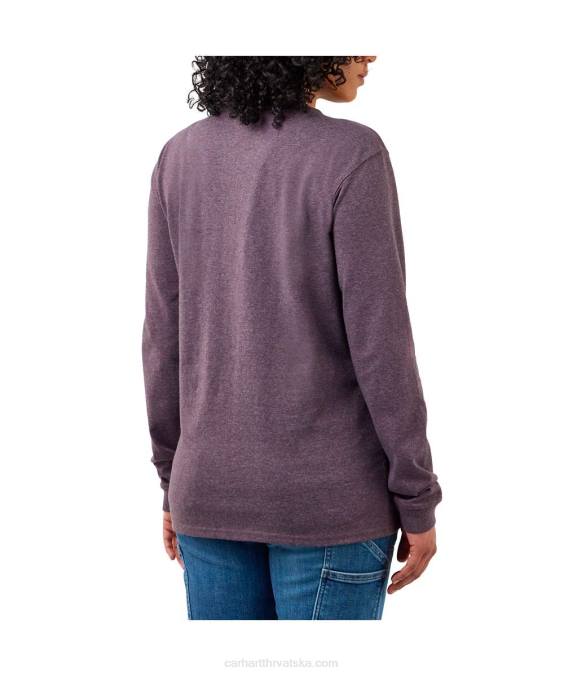 široka teška majica dugih rukava s logom i grafičkim rukavima žene Carhartt pepeljasta ruža 8PP4230