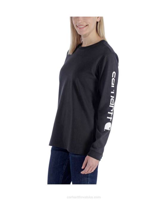široka teška majica dugih rukava s logom i grafičkim rukavima žene Carhartt pepeljasta ruža 8PP4230