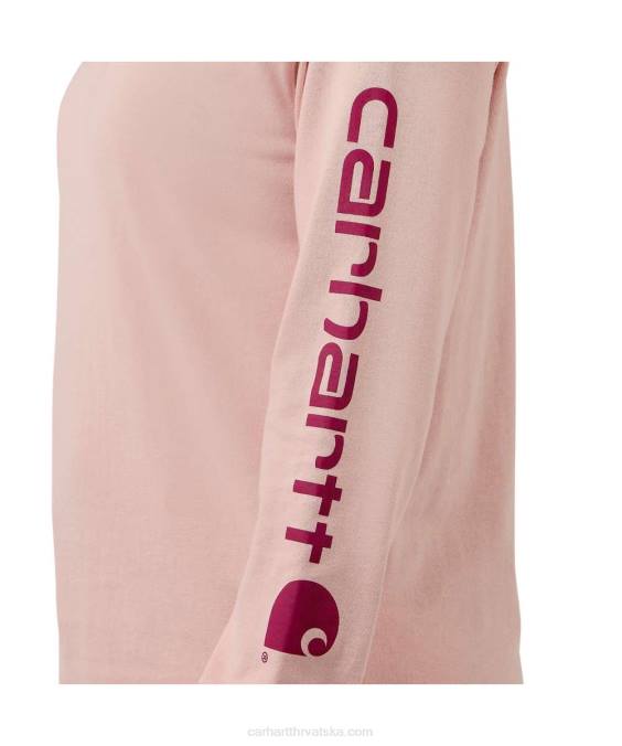široka teška majica dugih rukava s logom i grafičkim rukavima žene Carhartt pepeljasta ruža 8PP4230