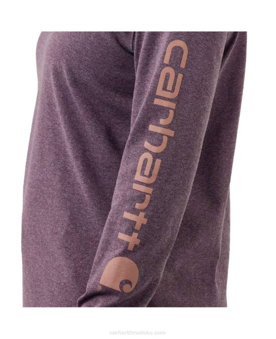 široka teška majica dugih rukava s logom i grafičkim rukavima žene Carhartt pepeljasta ruža 8PP4230