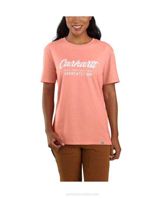 široka teška majica kratkih rukava s izrađenim grafikama žene Carhartt bosiljak vrijesak 8PP4227