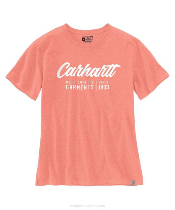 široka teška majica kratkih rukava s izrađenim grafikama žene Carhartt bosiljak vrijesak 8PP4227