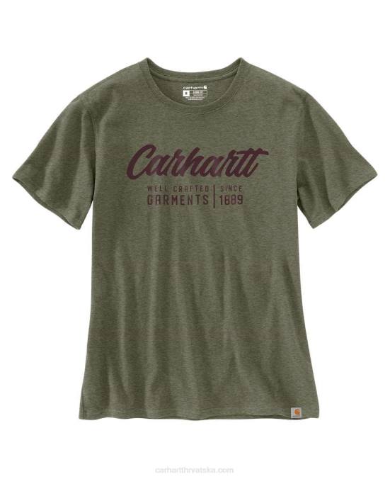 široka teška majica kratkih rukava s izrađenim grafikama žene Carhartt bosiljak vrijesak 8PP4227