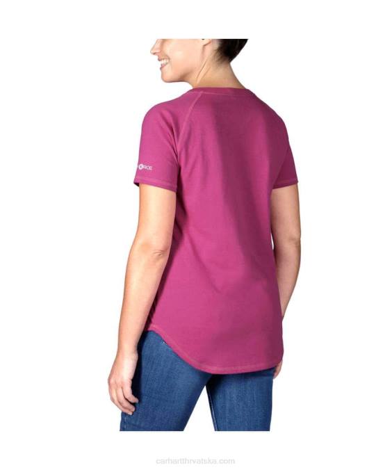 jaka opuštena majica srednje težine kratkih rukava s džepovima žene Carhartt magenta ahat 8PP4224