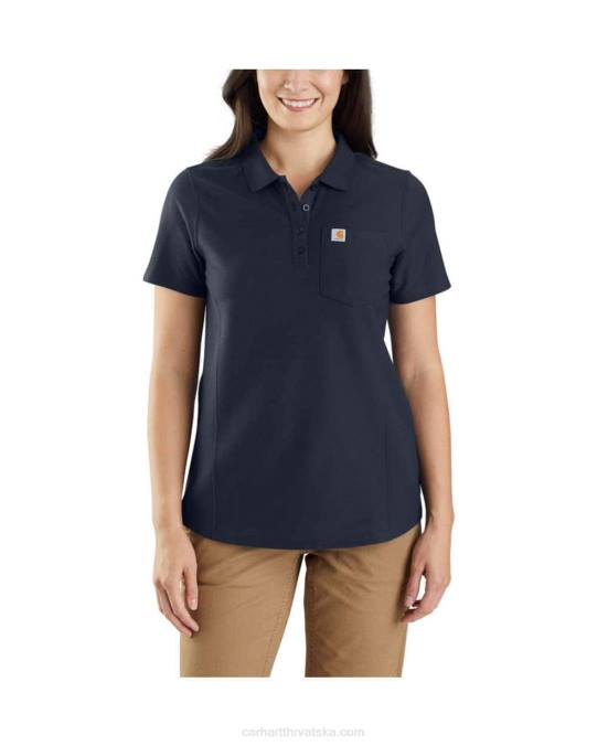 w opuštenog kroja polo majica srednje težine s džepovima kratkih rukava žene Carhartt mornarica 8PP4228