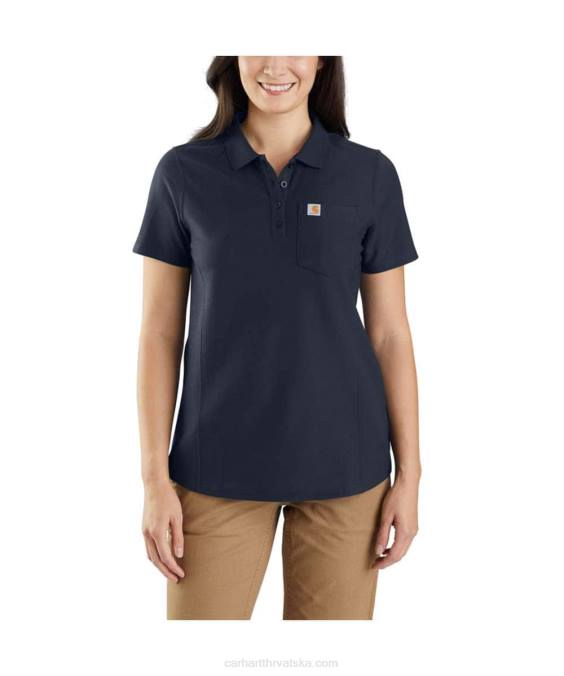 w opuštenog kroja polo majica srednje težine s džepovima kratkih rukava žene Carhartt mornarica 8PP4228