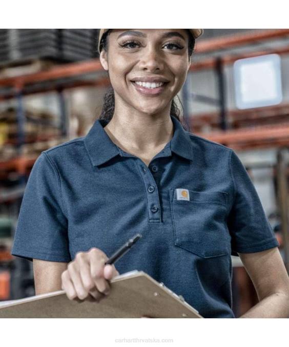 w opuštenog kroja polo majica srednje težine s džepovima kratkih rukava žene Carhartt mornarica 8PP4228