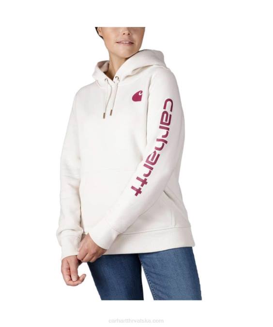 trenirka srednje težine opuštenog kroja s grafičkim rukavima s logotipom žene Carhartt pepeljasta ruža 8PP4211